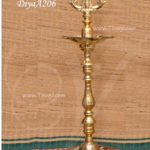 36 inches 3 feet Soolam Trishul Head Brass Diya Temple India