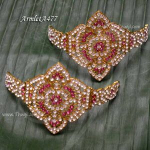 Armlet baju bandh white with pink vanki jewellery for Goddess 2.5 inches