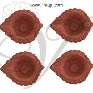 4 Festival India Baked Clay Diyas Diya Oil Lamps Light Deepam