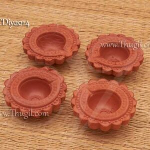 Clay Diyas Oil Lamps Light Deepam For Indian Festivals 4 pieces