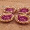 4 Festival India Baked Painted Clay Diyas Oil Lamps Light Deepam Buy Now