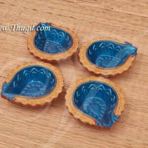 4 Festival India Baked Painted Clay Diyas Oil Lamps Light Deepam Buy Now