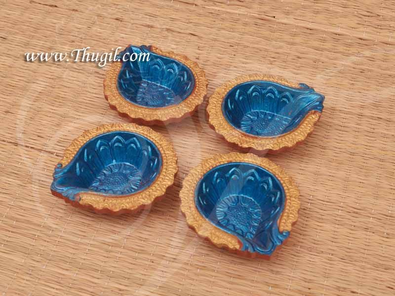 4 Festival India Baked Painted Clay Diyas Oil Lamps Light Deepam Buy Now