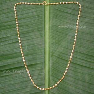 Neck chain long pearl beads gold plated swamy mala 12 inches