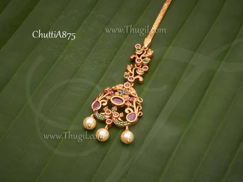 Maang Tikka Peacock Design Ruby Emerald Stones Chutti Buy Now