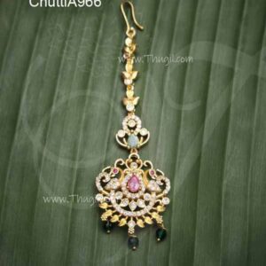 Maang Tikka Ruby with Emerald stones Chutti Goddess Decoration Forehead Tikka 3.5 inches
