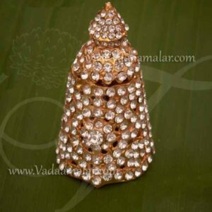 Full Crown White Stones Small Size Mukut For Hindu God and Goddess 2 inches
