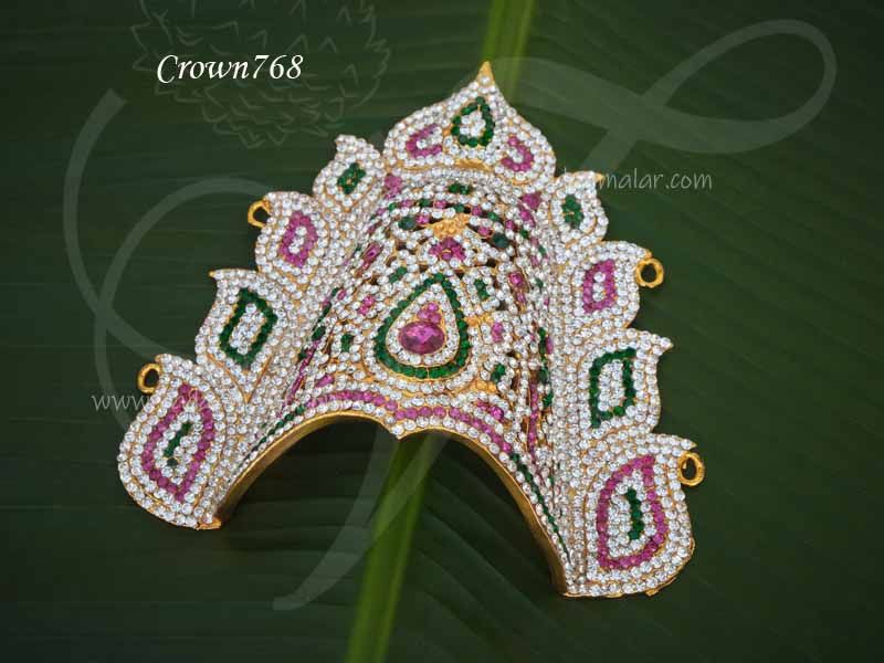 Crown Mukut For Hindu Deity Amman Sudar Kreedam Ornaments 8 inches