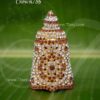 Kireedam White with Maroon Half Crown Small Mukut For Hindu Goddess 3.5 Inch