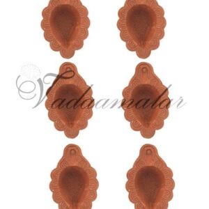 6 Plain Floral Baked Clay Diyas