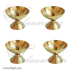 4 Nandadeep Swastika Jyoti Small Brass Diyas