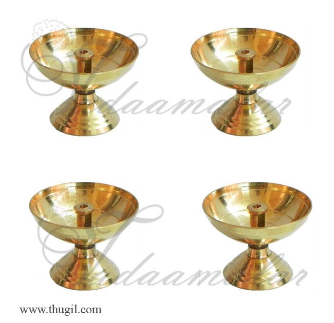 4 Nandadeep Swastika Jyoti Small Brass Diyas