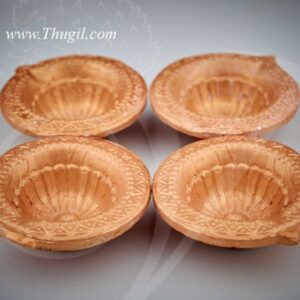 4 Festival India Baked Clay Diyas Diya Oil Lamps Light Deepam