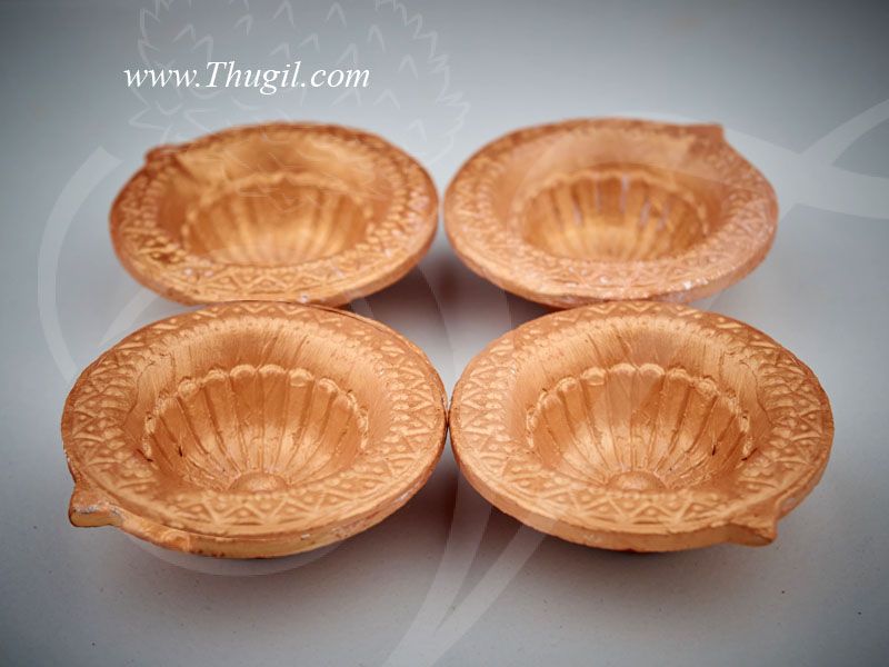 4 Festival India Baked Clay Diyas Diya Oil Lamps Light Deepam