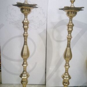3 feet / 36" Standing Brass Shanku Chakra Vilakku Deepam Diyas