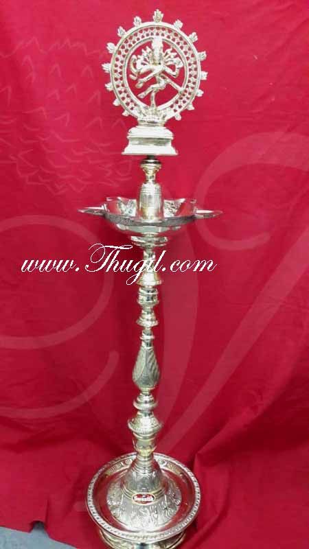 36 inches 3 feet Lord Nataraja Dancing Siva Brass Diya Temple India