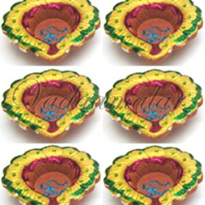 6 Multicolored Decorative Clay Diyas