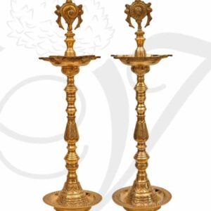 48 inches / 4 feet Sangu Chakkaram Brass Diya Lamps Temple Buy Now - 2 pieces