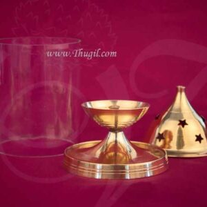 Nandadeep Diya Brass With Glass Akhand Deep Diyas Deepam Buy Online 6.5"