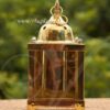 Akhand Diya with Glass Cover Door Brass Diya for Puja Room 8.5 Inches