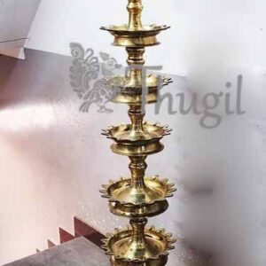 36 inches 5 step Brass Diya Temple India Deepasthambham