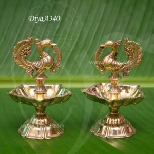 Brass Vilakku Peacock Design For Gifts 2 pieces x 4 inches