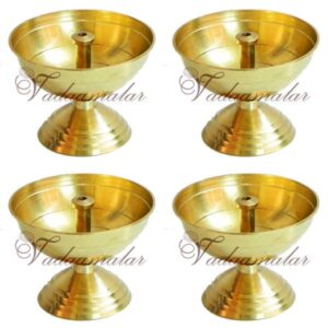 4 pieces Swastika Jyoti Small Brass Diyas Diwali Deepam