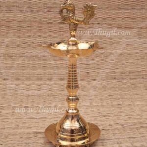 Brass Vilakku Peacock Design For Pooja Decorative 7.5 Inches