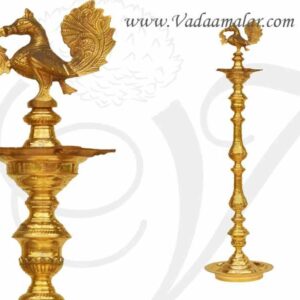 5 feet Brass Swan Standing Kumbakonam brass lamp Vilakku Annam