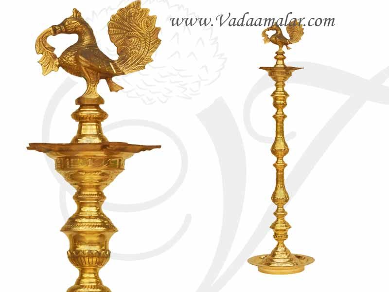 5 feet Brass Swan Standing Kumbakonam brass lamp Vilakku Annam