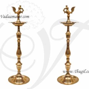 20" Brass Diya Peacock Standing Vilakku Deepam Diya -1 piece