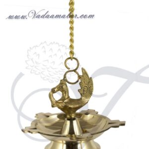6" Peacock Hanging Brass Diya Oil Lamp Buy Now