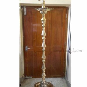 Brass Peacock Standing Diya Mayil Vilakku Deepam Large Size - 7 feet