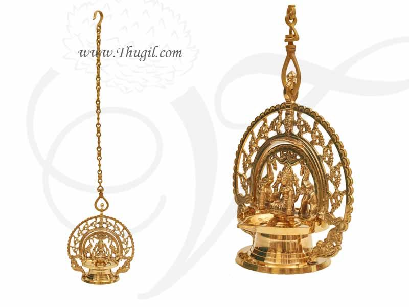 Hanging Gajalakshmi Vilakku Diya Brass India Lamp Buy now 12 inches
