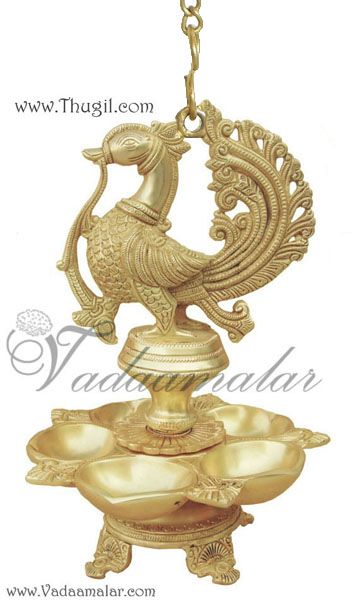 Peacock Hanging Brass Diya Oil Lamp