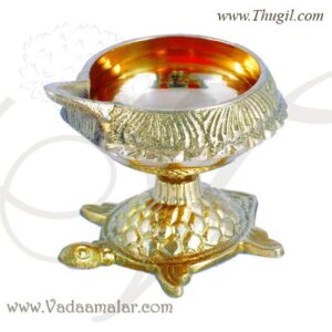Kuber Diya In Brass Pooja Lamps Deepam Turtoise 4 pieces 2.5 inches