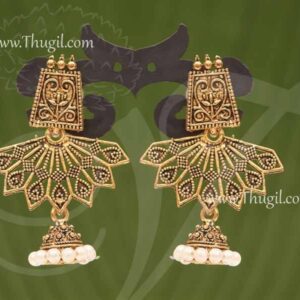 Jhumkas Earring Brass Tone Oxidised Ear Hangings Buy Now