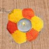 Artificial Flower Woolen with Candle Rangoli Mat Table decoration