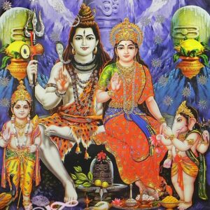 Painting of Lord Shivan Parvathi family Picture Gift Photo Card