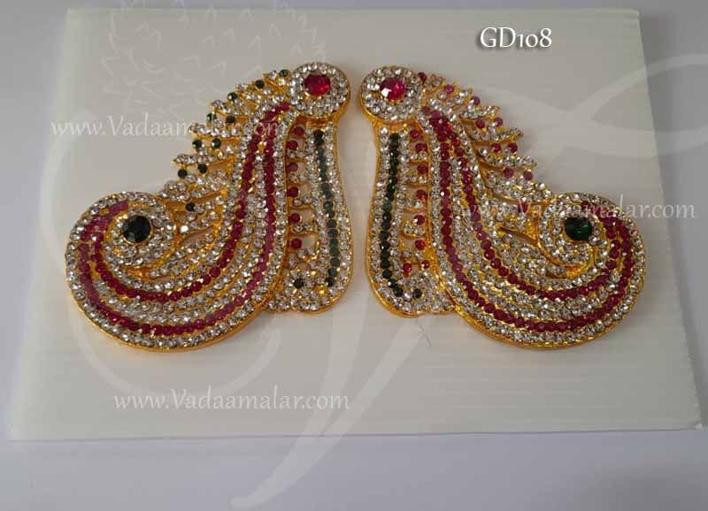 Karna Pathakkam Goddess Multi Colour Ear Ornaments 4 inches