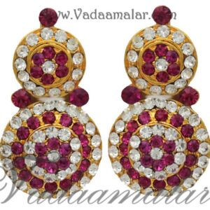 Ear Studs Pink White Stone Jewellery Earrings deity decorations 2 inches