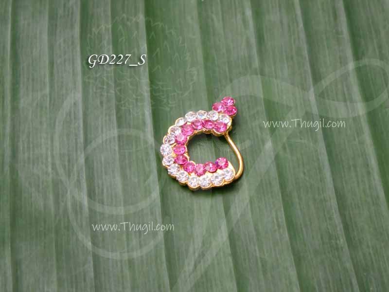 Mookuthi for Gods White with Pink Stone Nose Ring Amman 0.8 inches
