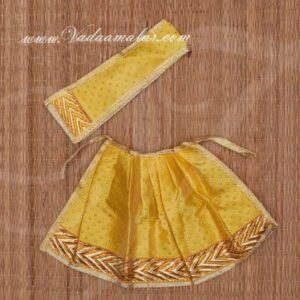 Yellow Skirt Pavadai Deities Dress for Goddess Idols Statues 5 inches