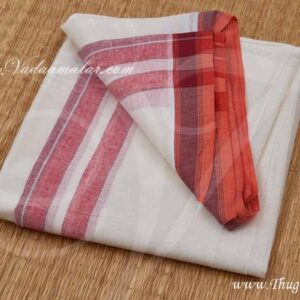 White Cotton Vastra Dhoti Vinayagar Vesti 13 inches x 16 inches - 4 pieces (1x12)