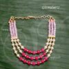 Necklace 3 step small size pink white beads Goddess Mala - 3.5 Inches