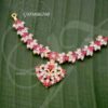 Necklace Small Size White With Pink colour Stones Deity Jewellery 2.5 inches