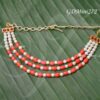 Necklace 3 step small size red white beads Mala for God Decorations- 2.5 Inches