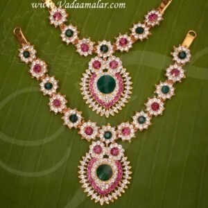 Necklace 2 Step multi Jewellery Amman Alangaram Jewellery 6 inches