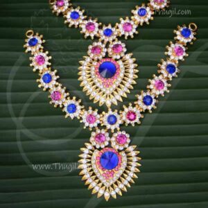 Necklace 2 Step multi Colour Stone Jewellery Amman Alangaram Jewellery 6 inches