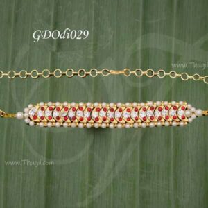 Small Oddiyanam Red Kemp with White Stone Waist Hip Belt Jewellery Statue 4 inches